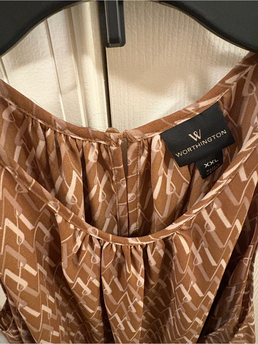 Worthington Brown Printed Cold-Shoulder Camisole - Picture 3 of 5